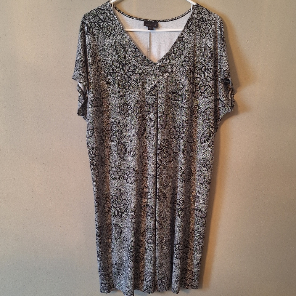 J Jill Wearever Collection Floral Dress Slinky Boho Lightweight Sz Large